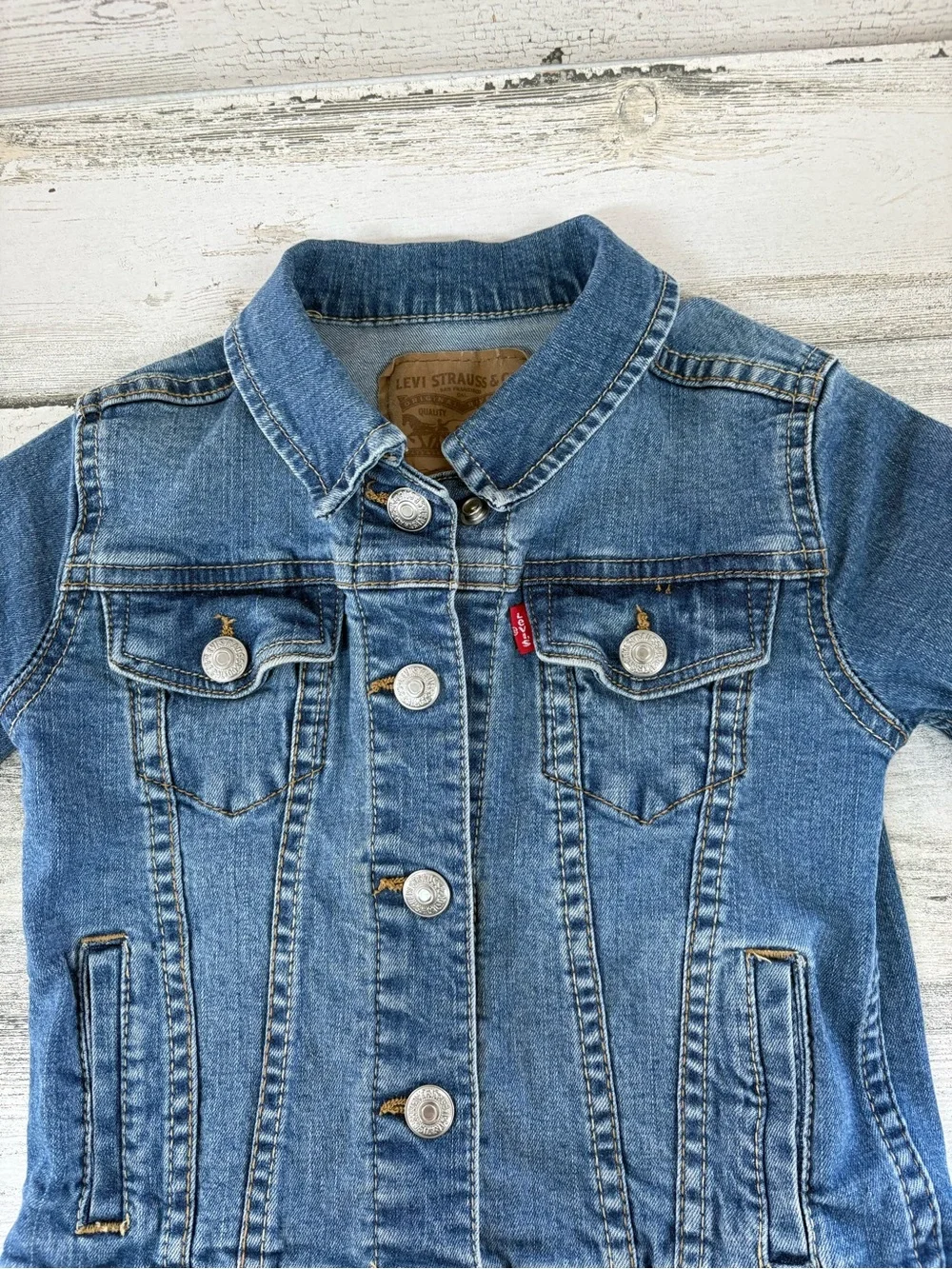 Levi’s Kids Size 4T Snap Closure Blue Denim Trucker Jacket